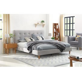 Szare łóżko tapicerowane Malibu