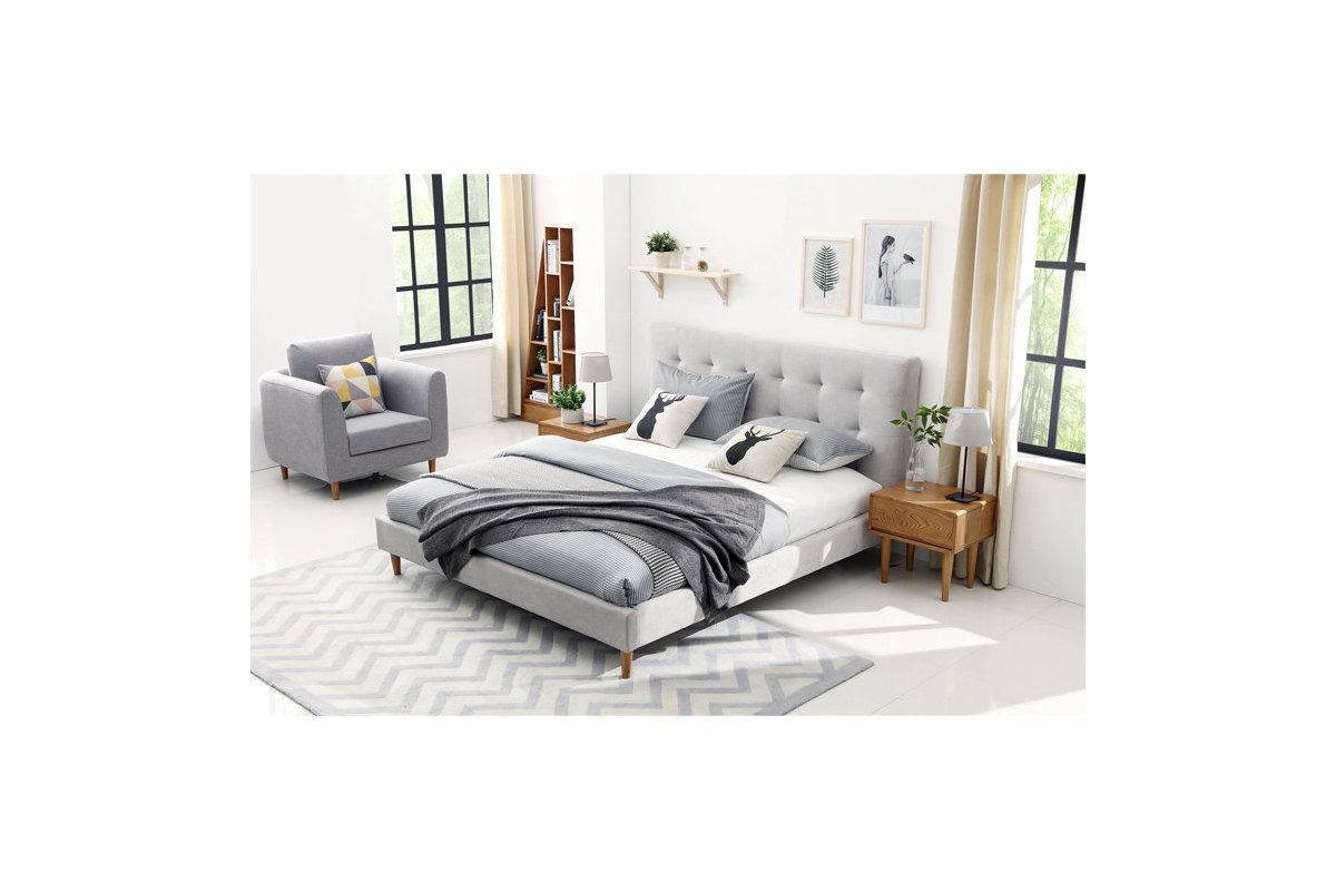 Łóżko tapicerowane w stylu skandynawskim - Malibu