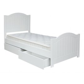 białe łóżko dla dziecka z szufladami