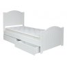 białe łóżko dla dziecka z szufladami