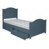 niebieskie łóżko dla dziecka z szufladami