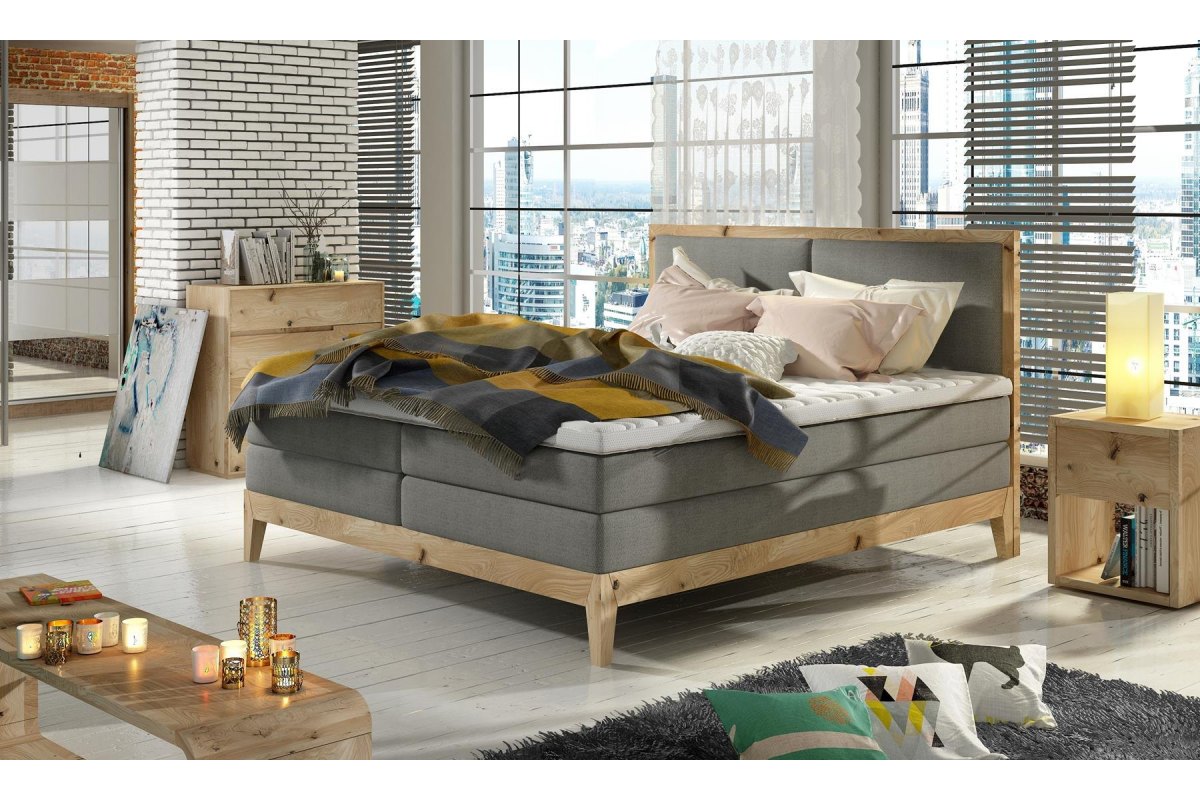 Kontynentalne łóżko drewniane Robin