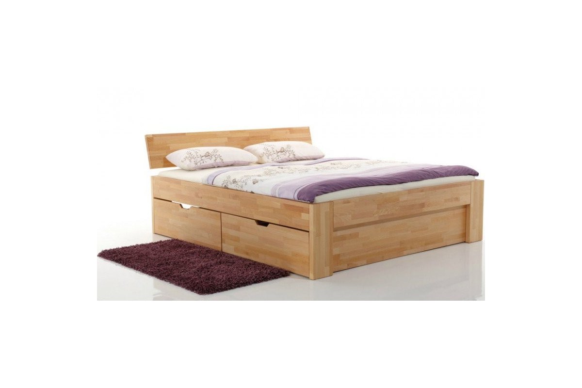 Drewniane łóżko z szufladami - Pallad
