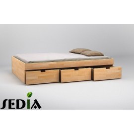 Łóżko bukowe z szufladami do sypialni - Turkus