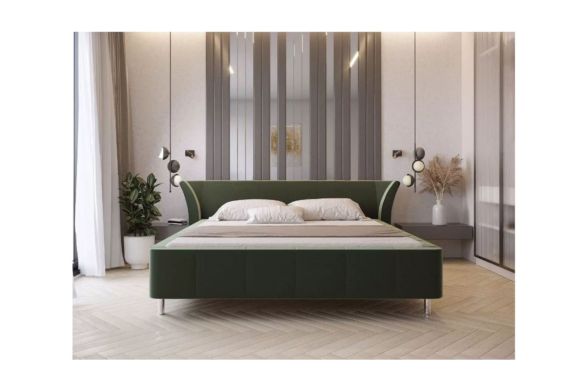 Łóżko w zielonym kolorze 