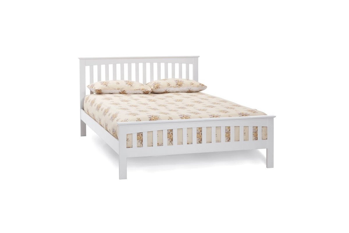 Białe drewniane łóżko do sypialni Muto