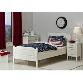 Białe drewniane łóżko do sypialni Magnolia 