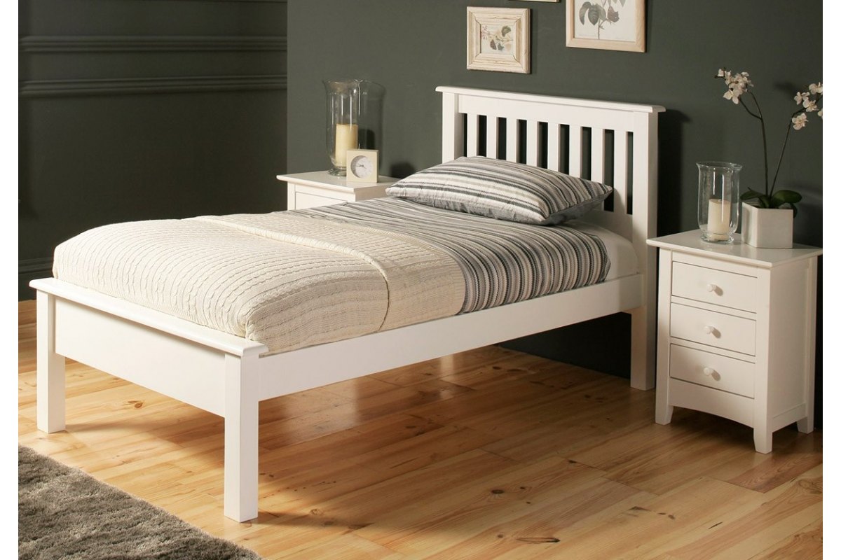 Łóżko białe drewniane - Arabis
