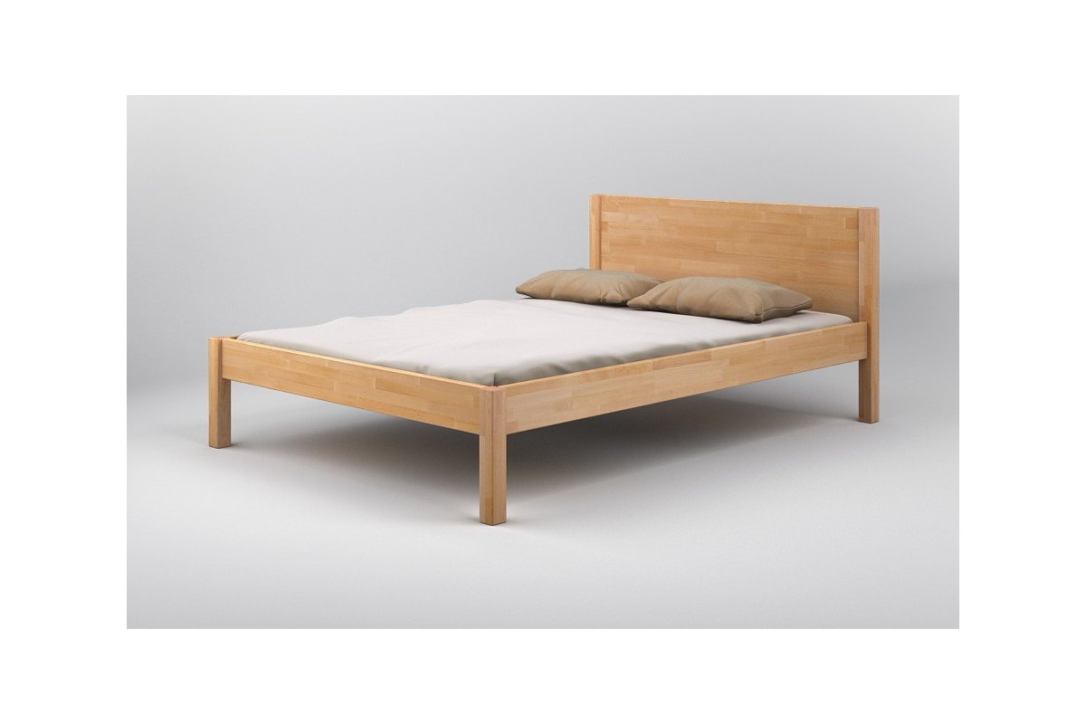 Łóżko drewniane z wysokim zagłówkiem